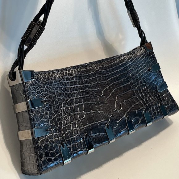VBH Italia Diva First Edition Crocodile Black & Sterling Silver Hand Bag - Picture 2 of 9